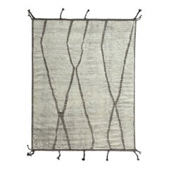 8x10 Ft Modern Moroccan Design Berber Rug. All Wool. Handmade Beni Ourain Carpet