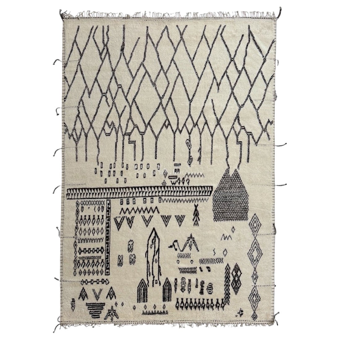 10x14 Ft Tapis de style marocain fait à la main. Laine entièrement naturelle. Options sur-mesure disponibles