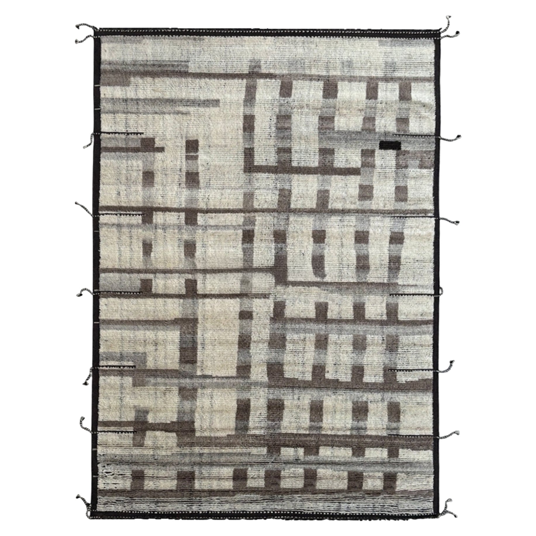 Tapis Beni Ourain design 9x12 Ft. Tapis marocain noué à la main, 100 % laine