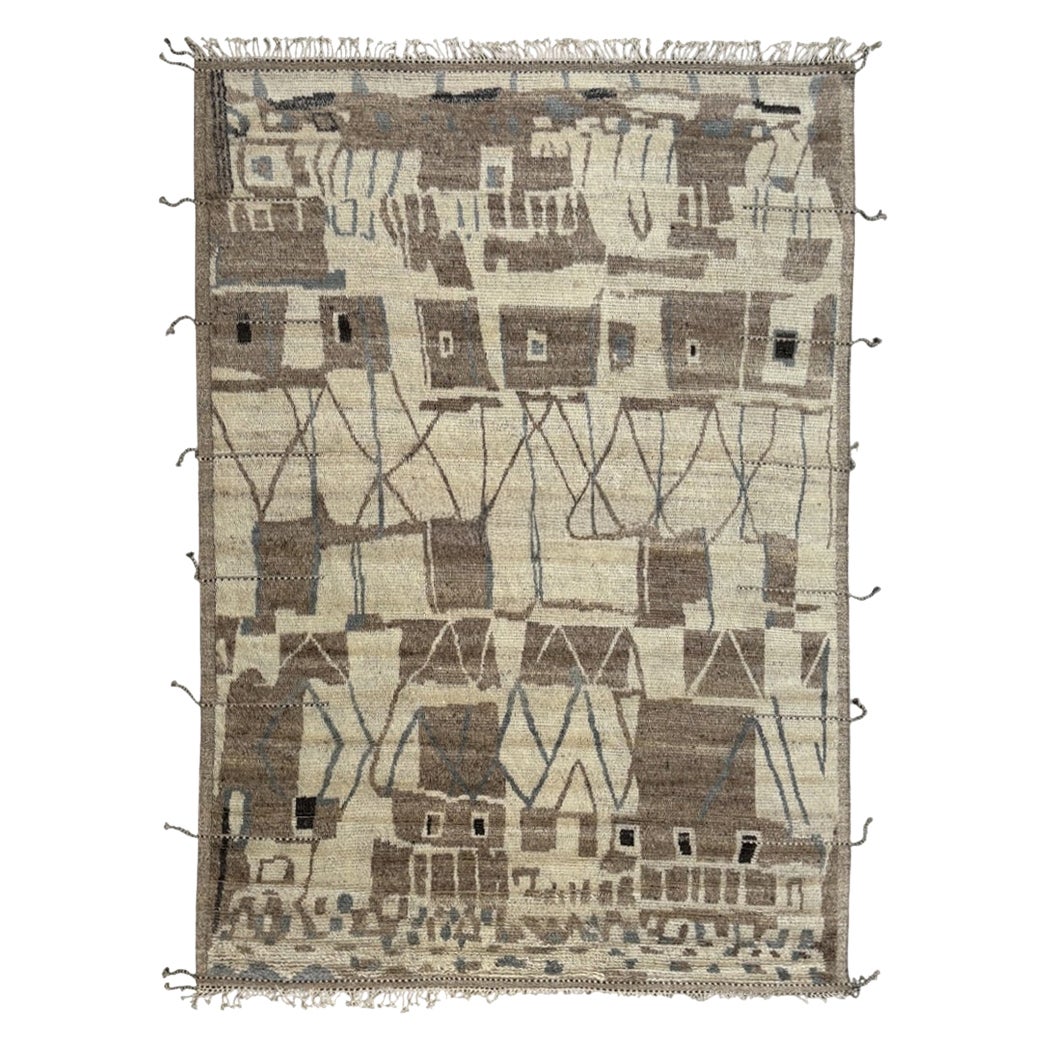 10x14 Ft Tapis artisanal de style marocain. Laine entièrement naturelle. Options sur-mesure disponibles