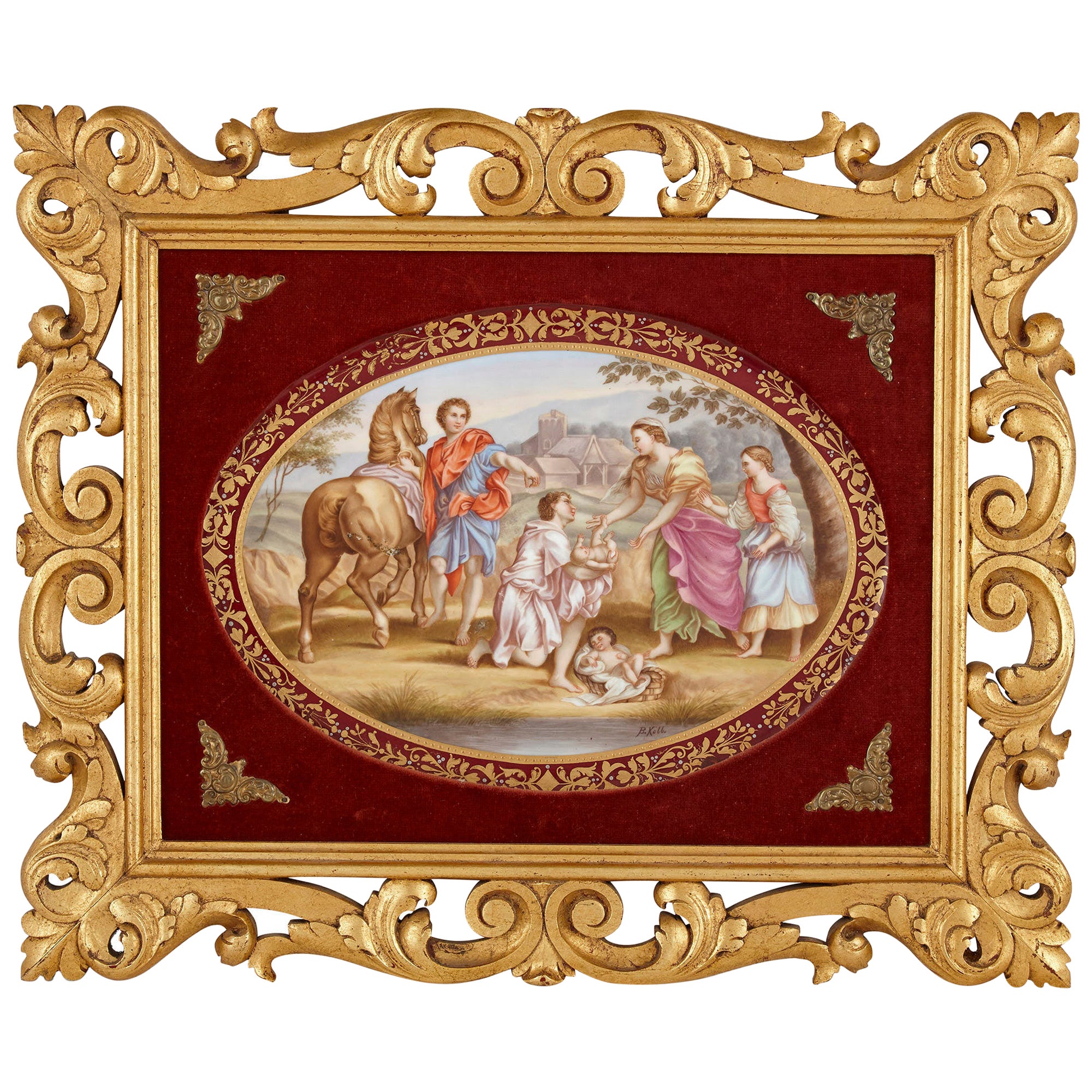 Targa ovale di Royal Vienna Porcelain del XIX secolo