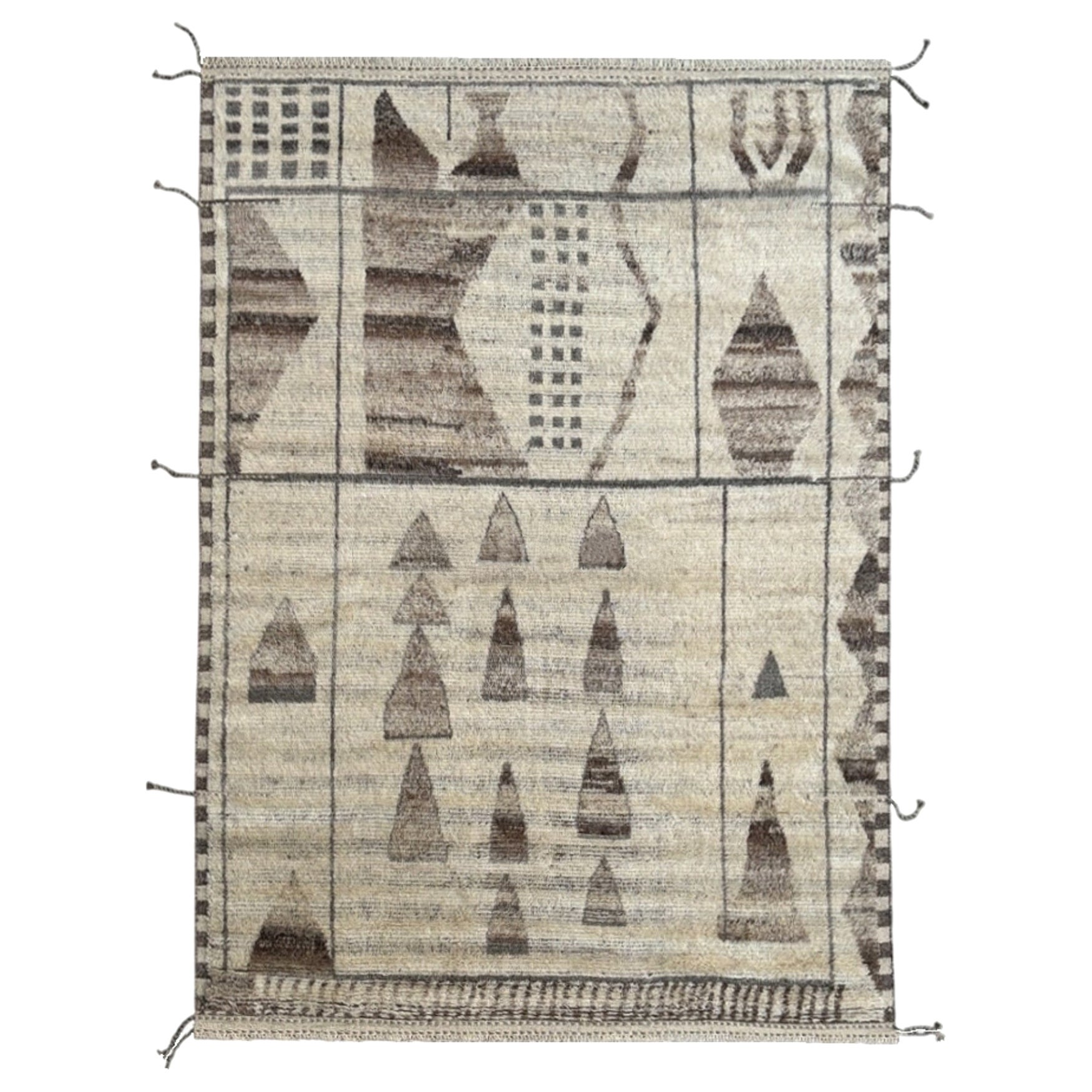 8x10 Ft Tapis marocain de style azilal fait à la main. 100% laine. Tapis Beni Ourain moderne