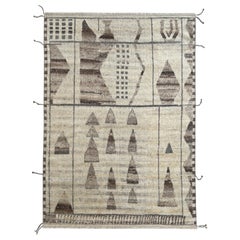 8x10 Ft Handmade Moroccan Azilal Style Rug. 100% Wool. Modern Beni Ourain Carpet