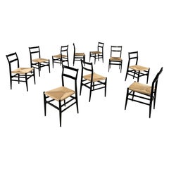 Italian mid-century modern black chairs Leggera by Gio Ponti for Cassina,  1960s