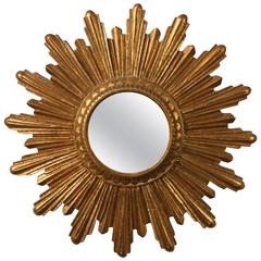 Small Mid-Century Giltwood Sunburst Mirror