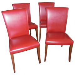 Set of Two Poltrona Frau Vanity Armchairs and Four Poltrona Frau Vittoria Chairs