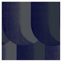 Papier peint bleu et gris d'inspiration Art déco : Scallop Midnight Blue