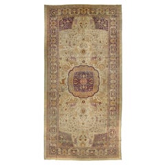 Tappeto antico in lana  Agra del 1890 con design a medaglione