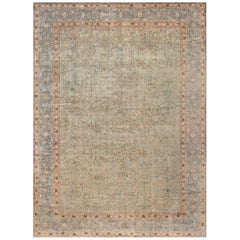 Alfombra Persa Tabriz Antigua de Lana Floral Rosa Suave Circa-1910