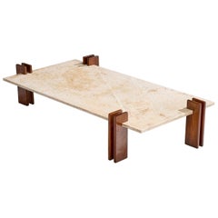 Celina Decorações, Coffee Table, Wood, Marble, Brazil, 1960s