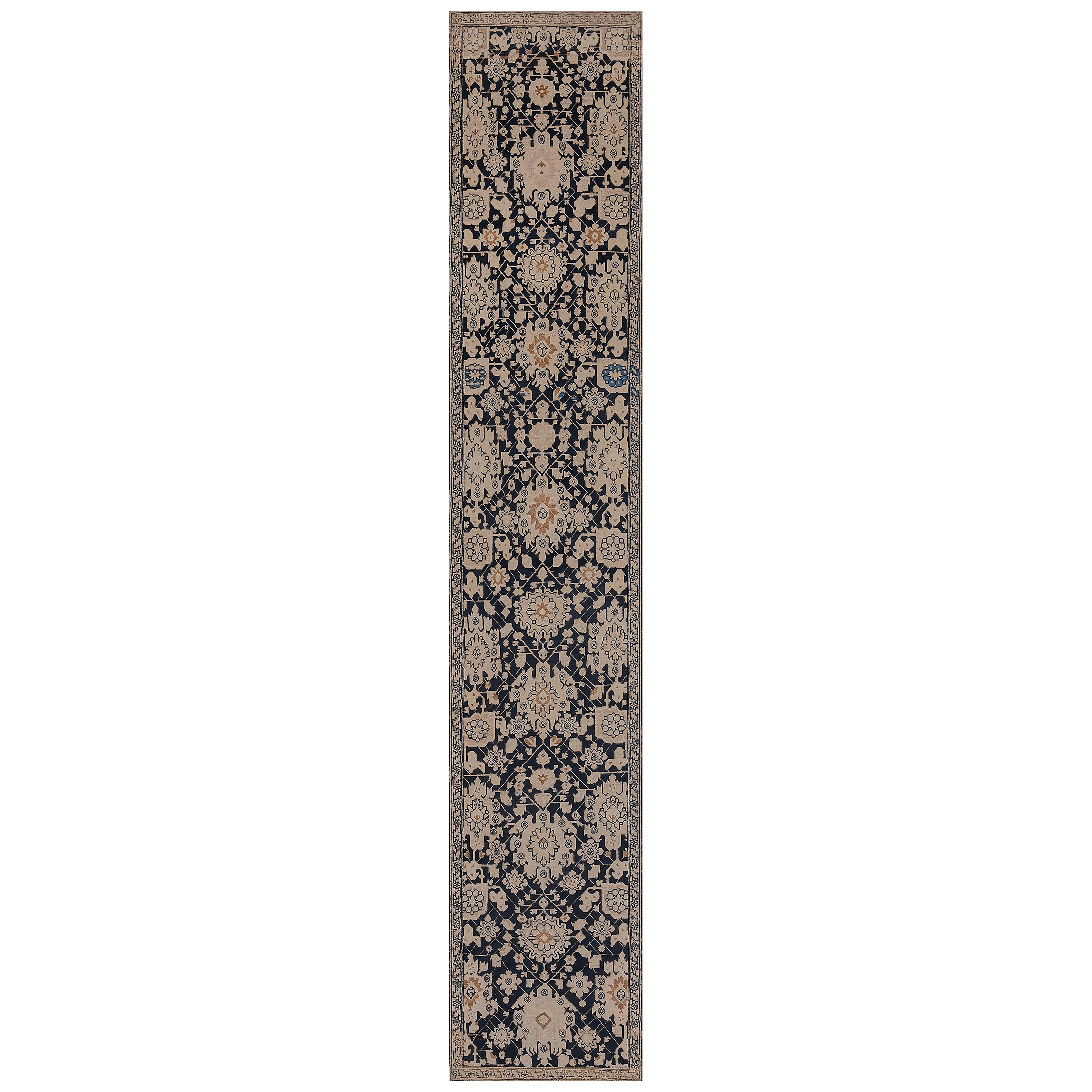 Antique Circa-1900 Wool Hand-Knotted Floral Caucasian Karabagh Runner