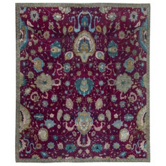 Tapis indien violet et floral Doris Leslie Blau début du 20e siècle