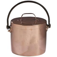 Antique English, Copper Round Swing Handled Cookware Pot for the Kitchen 19th Century