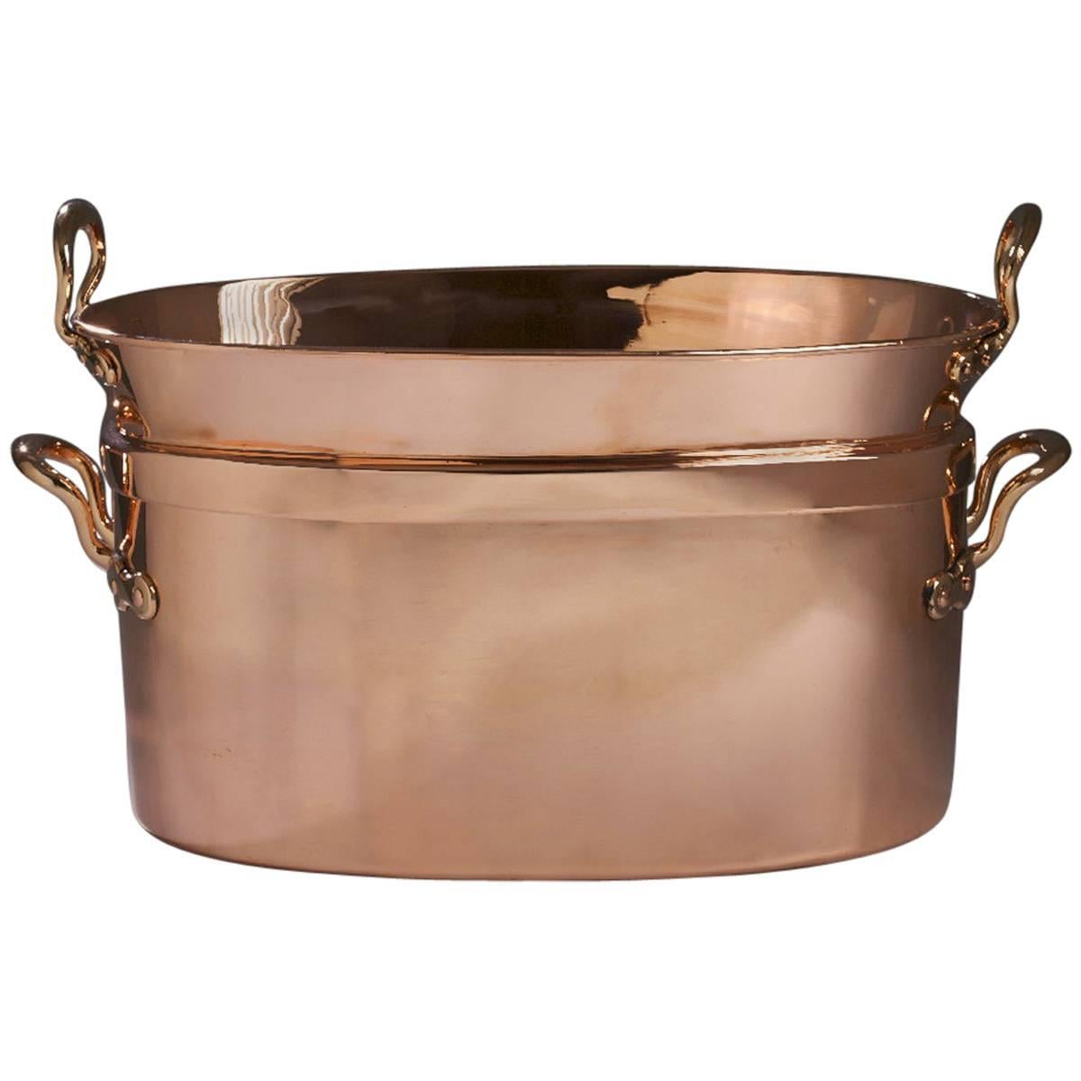 English, Copper Two Part Steamer with Bell Metal Handles Kitchen Cookware For Sale