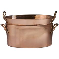 English, Copper Two Part Steamer with Bell Metal Handles Kitchen Cookware