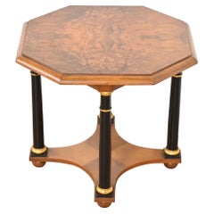 Baker Furniture Neoclassical Burled Walnut Tea Table, Circa 1960s