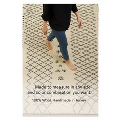 7x10 Ft Modern Moroccan Tulu Rug, 100% Natural Wool, Beni Ourain Carpet