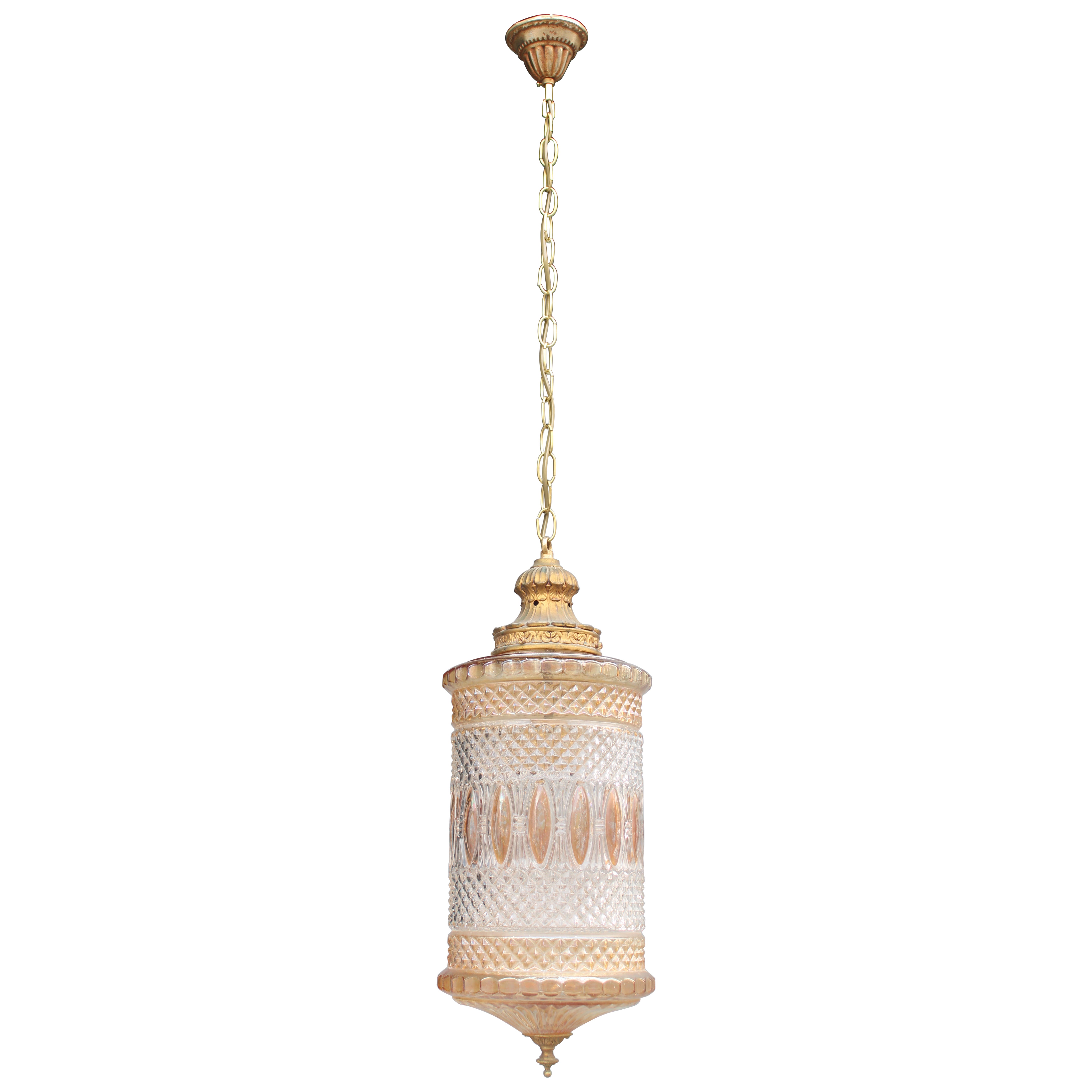 Crystal and Brass Lantern Mid-century Italian Design 1950s