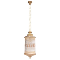 Lanterna in Cristallo e Ottone Mid-century Italian Design 1950
