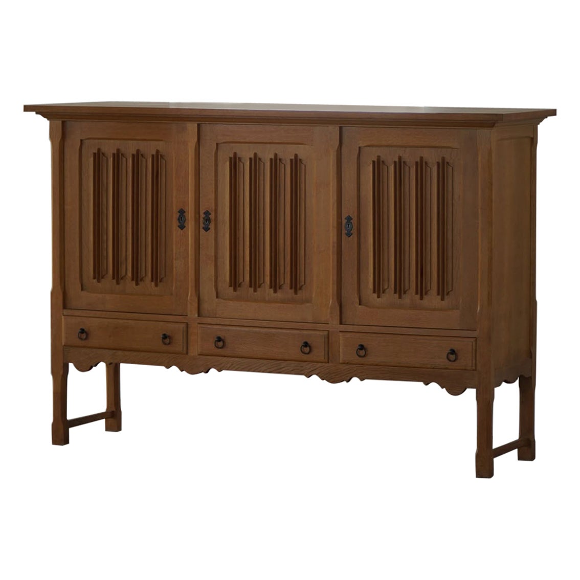 Brutalist Sideboard in Oak, Danish Mid Century Modern, Kjærnulf Style, 1960s