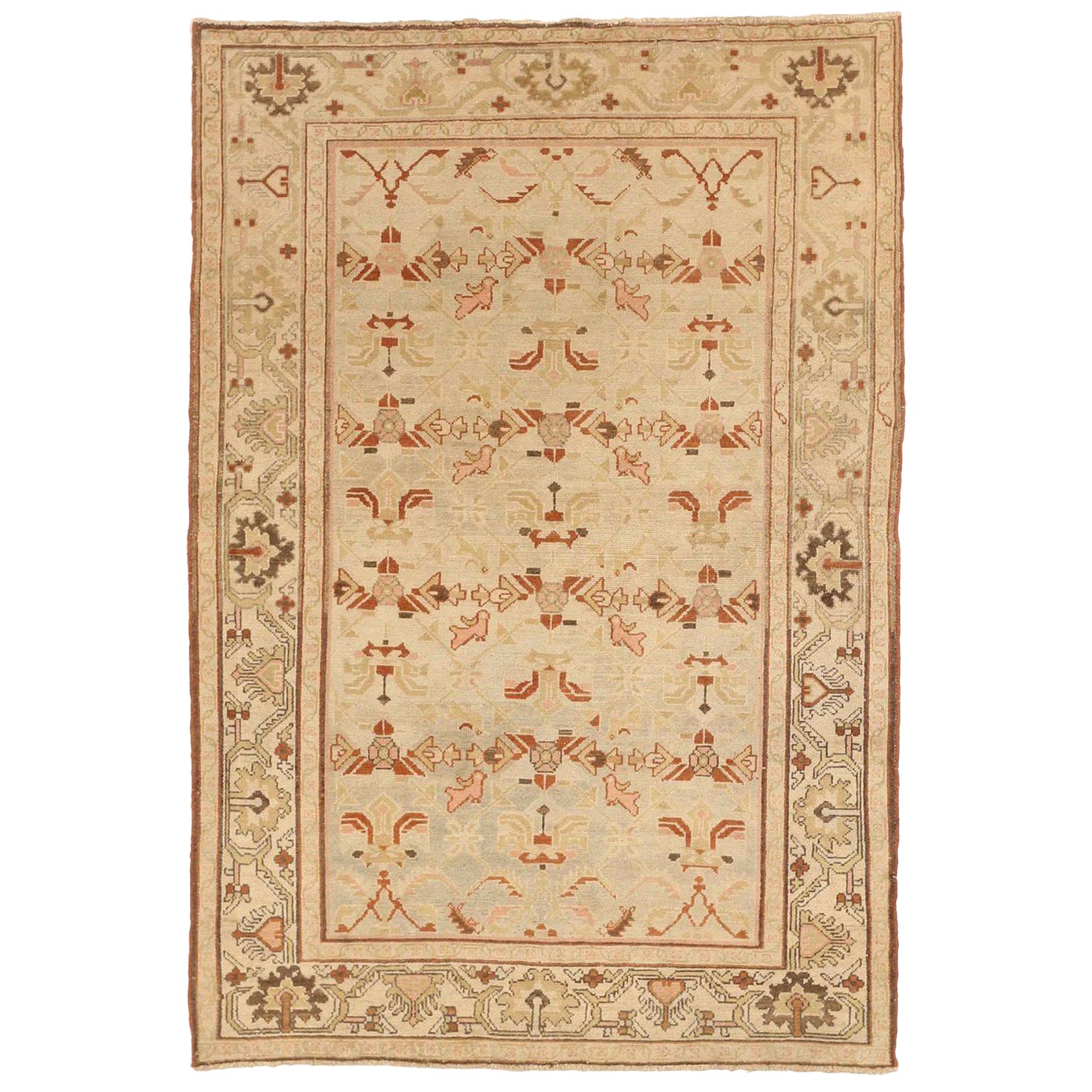 Persischer Malayer Small Teppich - Wolle Braun Elfenbein Rot Design - 75916