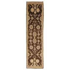 Persian Malayer Runner Rug - Wool Brown Ivory Design - 75958