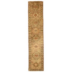 Persischer Heriz Läufer Teppich - Wolle Braun Elfenbein Rot Design - 75960