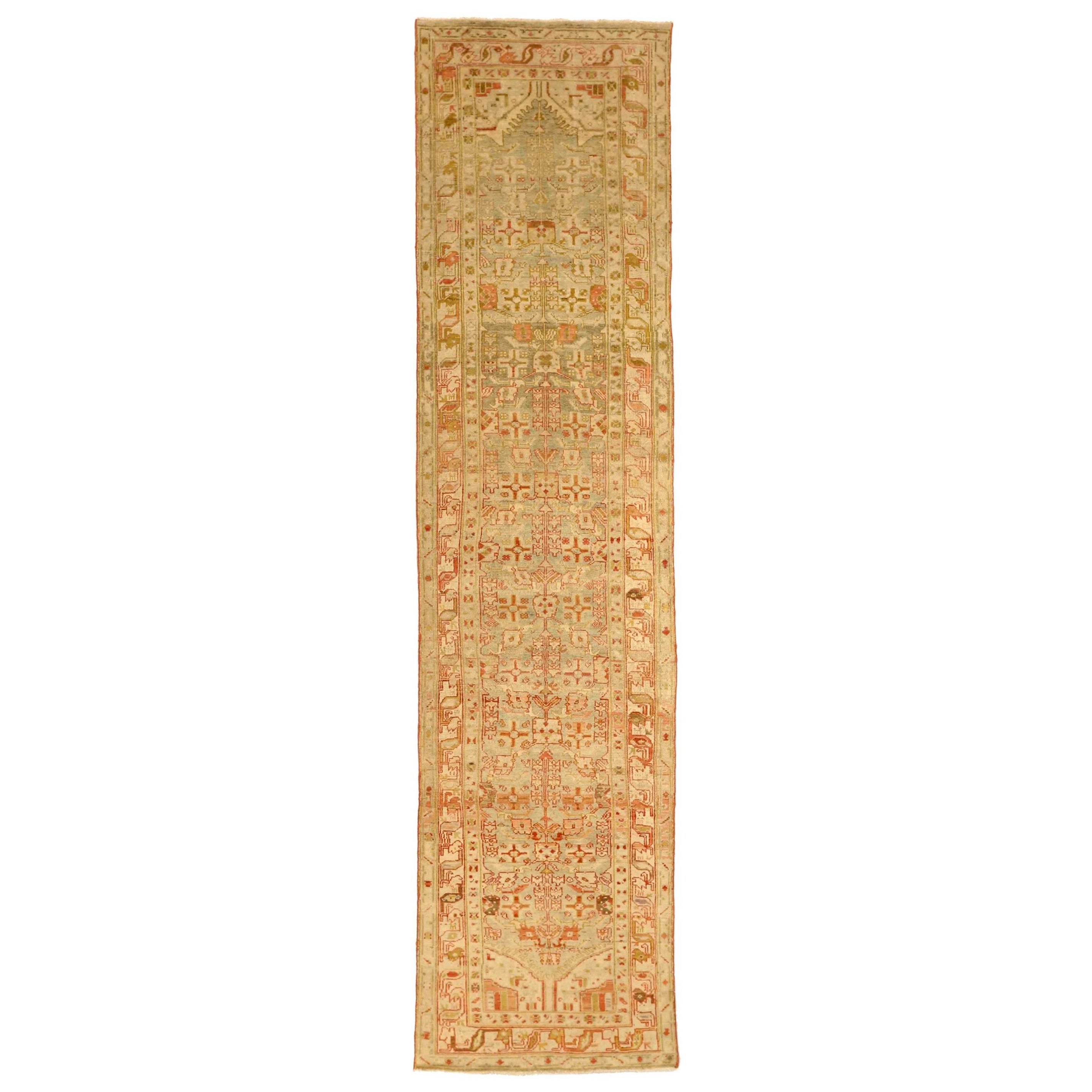 Persischer Malayer-Läufer aus Wolle - Elfenbein, Rot, Taupe, Design - 75961