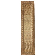 Persian Malayer Runner Rug - Wool Brown Ivory Design - 75947