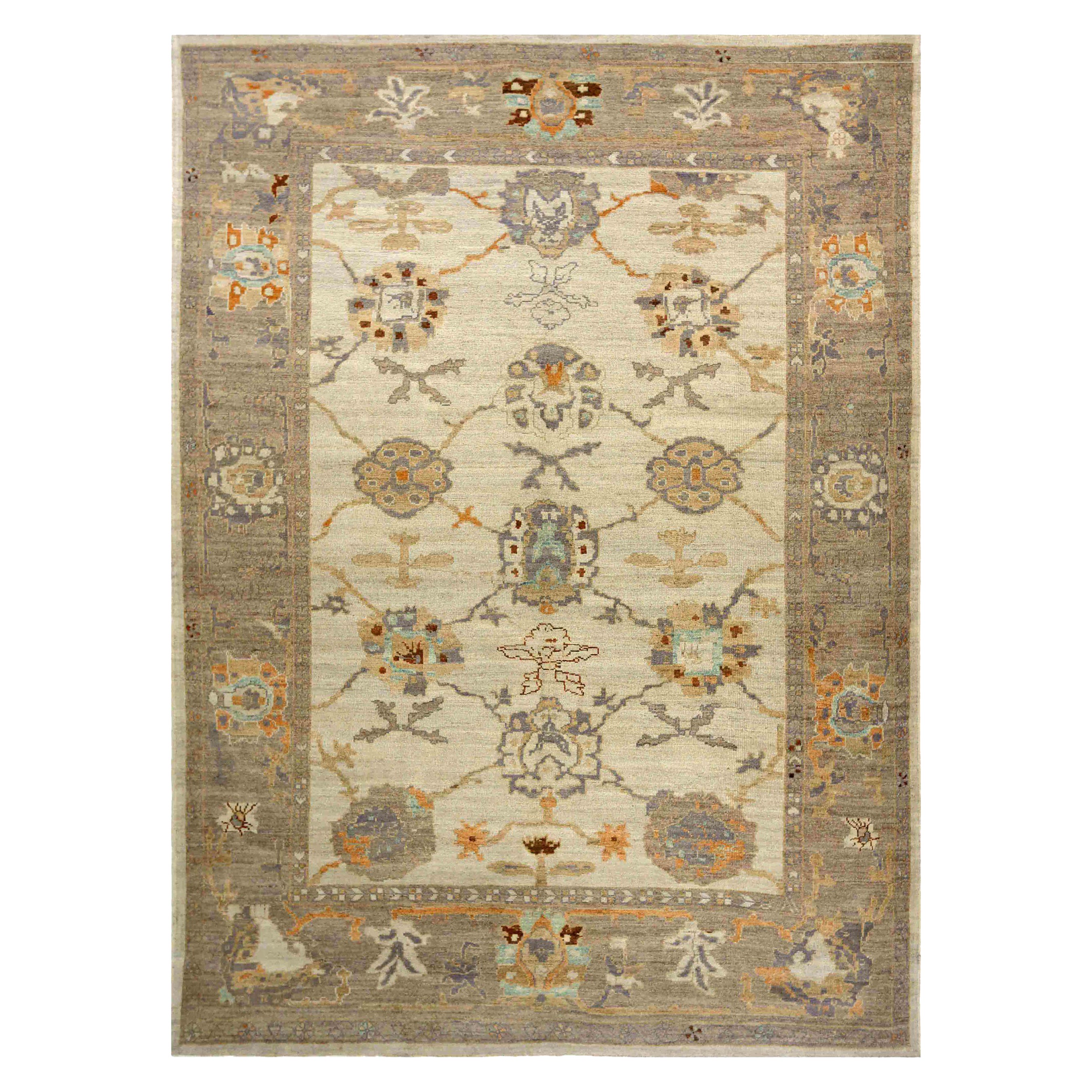 Persische Oushak Teppiche - Wolle Braun Elfenbein Orange Design - 88092
