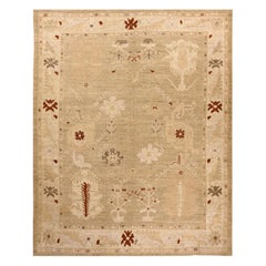 Persian Oushak Area Rugs - Wool Ivory Red Taupe Design - 88095