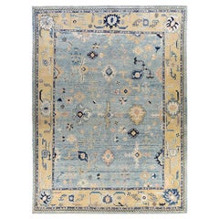Tappeti Afghanistan Oushak - Lana Disegno Blu Giallo - 88009