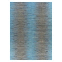 Afghanistan Kilim Area Rugs - Wool Blue Brown Design - 88011
