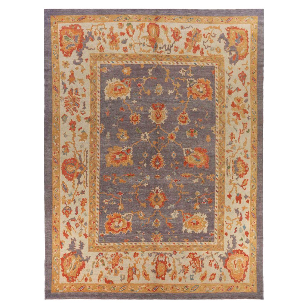 Tapis d'Afghanistan Oushak - Laine gris ivoire rouge jaune - 88017