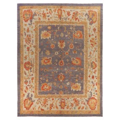 Tappeti Afghanistan Oushak - Lana Grigio Avorio Rosso Giallo - 88017