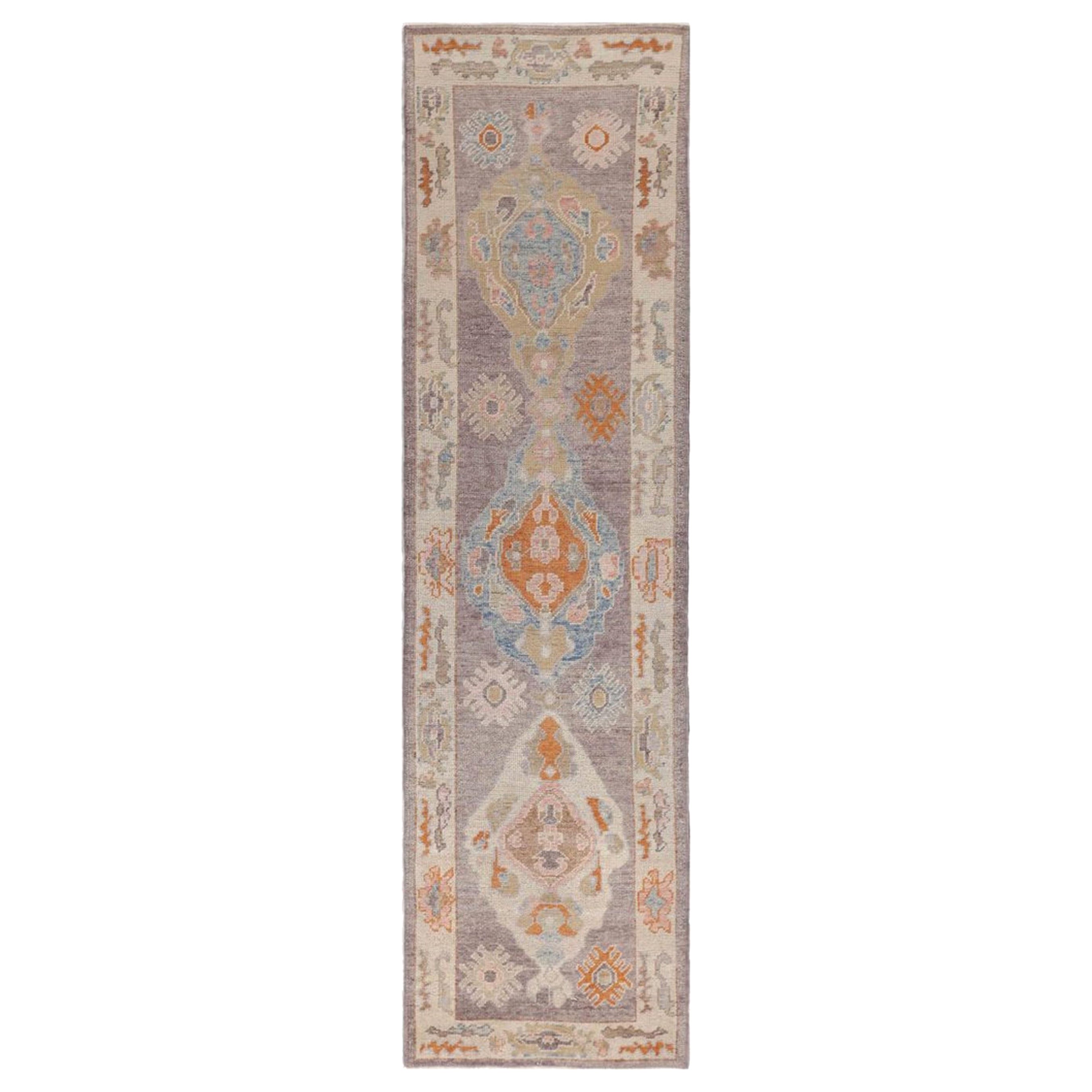 Afghanistan Oushak Läufer Teppich - Wolle Blau Braun Elfenbein Orange - 88018