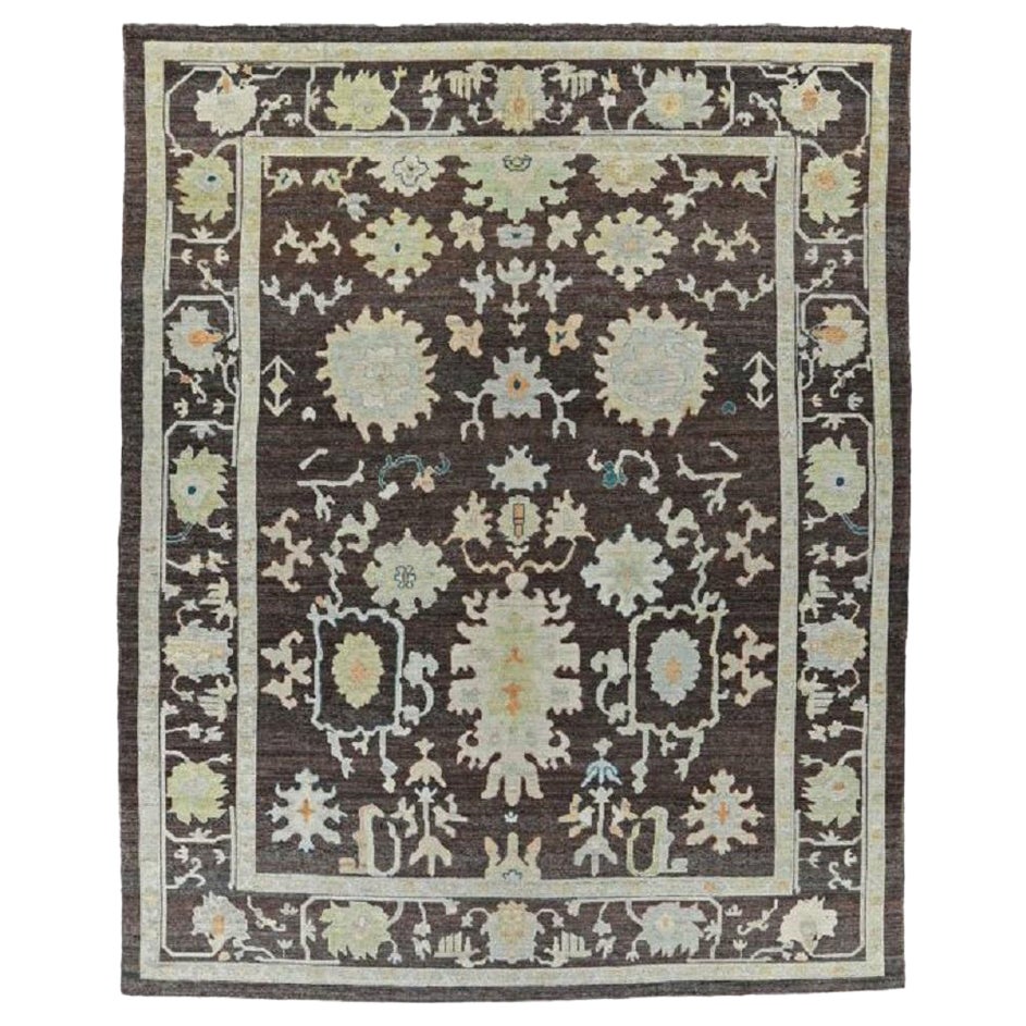Afghanistan Rose Collection Over Size Rug - Wool Brown Ivory - 90828