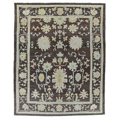 Afghanistan Rose Collection Over Size Rug - Wool Brown Ivory - 90828