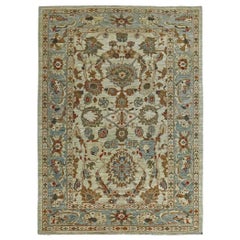 Afghanistan Tapis de sol Sultanabad - Laine Bleu Brown Ivoire - 90817