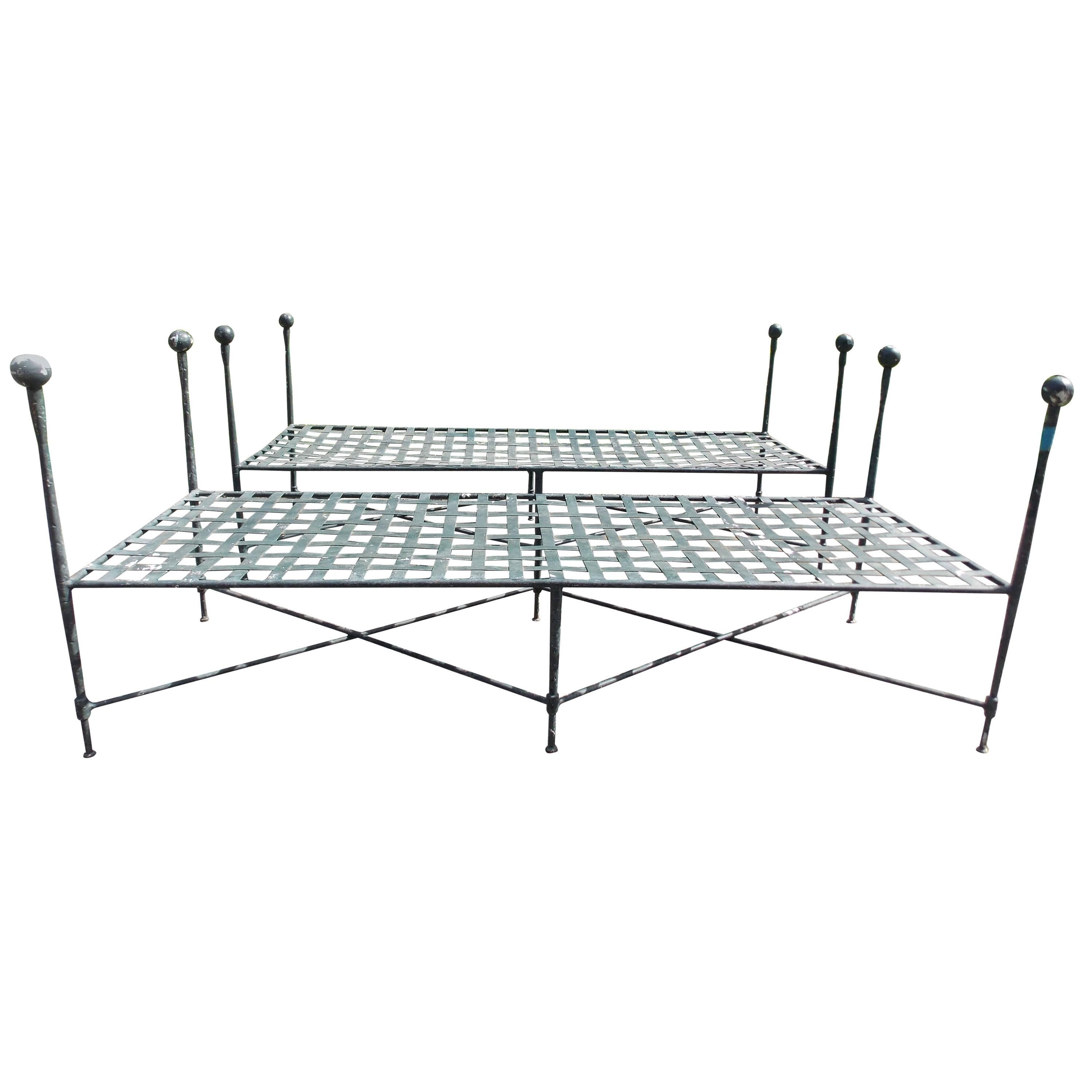 Rare Pair of Iron Benches by Mario Papperzini for Salterini