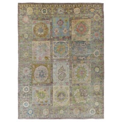 Tappeti Afghanistan Rose Collection - Lana Blu Marrone Avorio - 90868