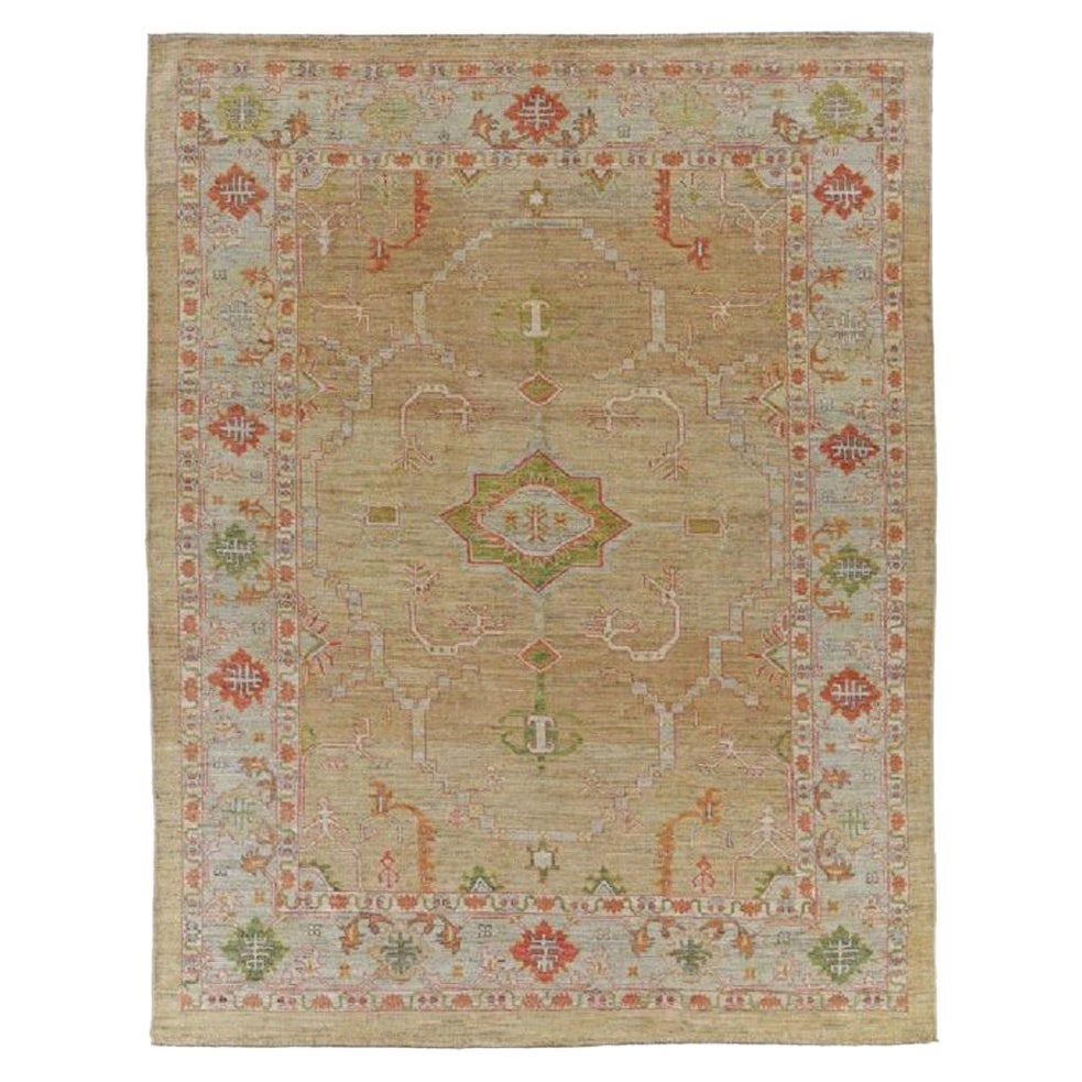 Afghanistan Serapi-Teppiche - Wolle Grün Elfenbein Rot Design - 90891