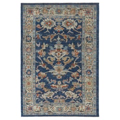 Tapis d'Afghanistan Sultanabad en laine ivoire bleu marine rouge - 90932