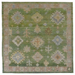 Tappeti quadrati Afghanistan Rose Collection - Lana Blu Rosa - 90939