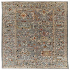 Tapis Sultanabad en laine gris ivoire, taille approximative, 90957