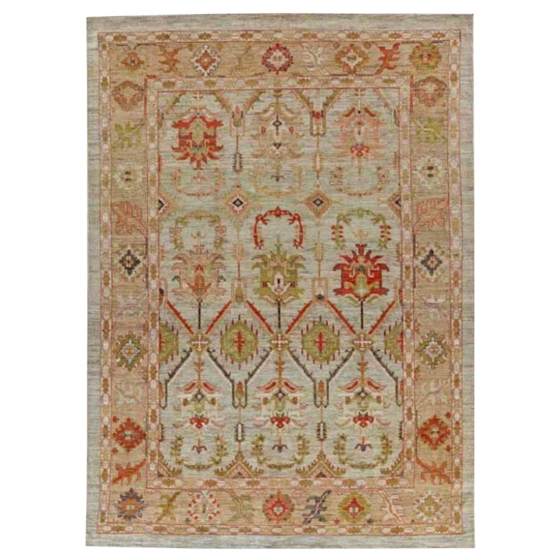 Tappeti Afghanistan Serapi - Lana Verde Avorio Rosa Rosso - 90976