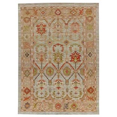 Tappeti Afghanistan Serapi - Lana Verde Avorio Rosa Rosso - 90976