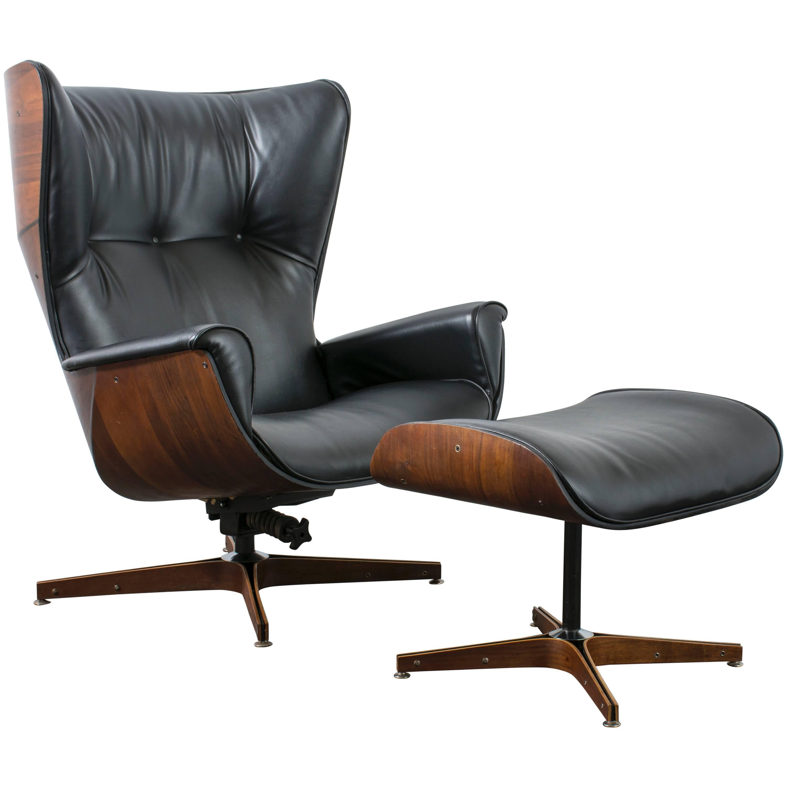 Mid-Century Modern Lounge Chair and Ottoman by George Mulhauser