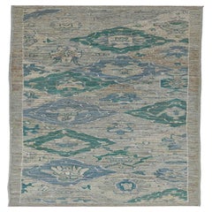 Afghanistan Rose Kollektion Läufer - Wolle Blau Elfenbein - 90982