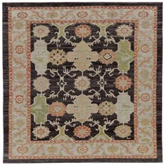 Tappeti Afghanistan Serapi - Lana Marrone Verde Avorio Rosa - 90984
